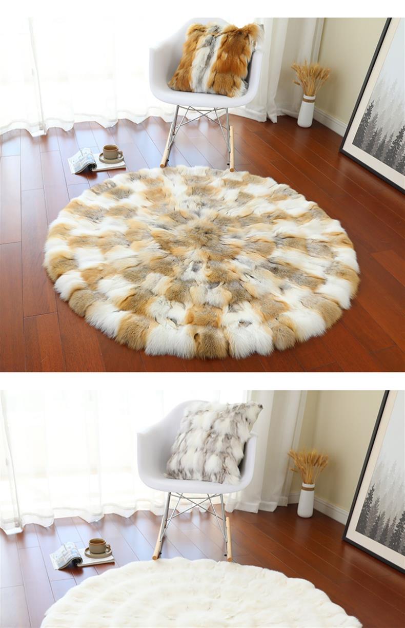 American Luxury Fox Fur Carpet Round Nordic Light Luxury Fur Villa Model Room Decoration Living Room Bedroom Carpet