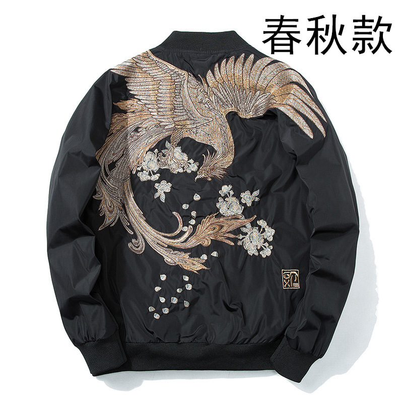 Primavera y otoño nuevo bordado chaqueta voladora uniforme de béisbol hombres moda marca chaqueta superior