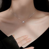 Silver necklace, pendant, four-leaf clover, light luxury style