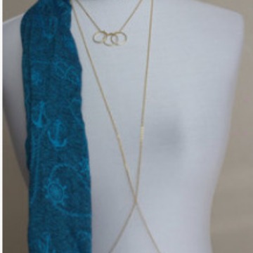 Estilo europeo chapado en oro plateado cuerpo cadena círculo colgante collar bikini playa cuerpo cadena joyería a juego