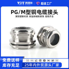 英得特金属防水接头pg型电缆格兰头m型船用连接器黄铜固定填料函