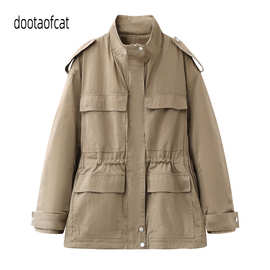 预2025冬新品女宽松OVERSIZE抽绳猎装夹克工装棉衣外套MBE3COT011