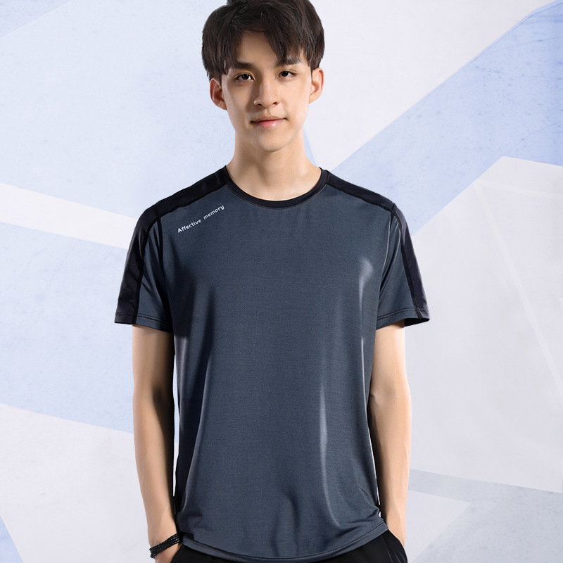 Camiseta deportiva de seda de hielo delgada de verano para hombres de manga corta suelta de secado rápido, camisa absorbente de sudor de media manga, ropa transpirable con sensación de hielo