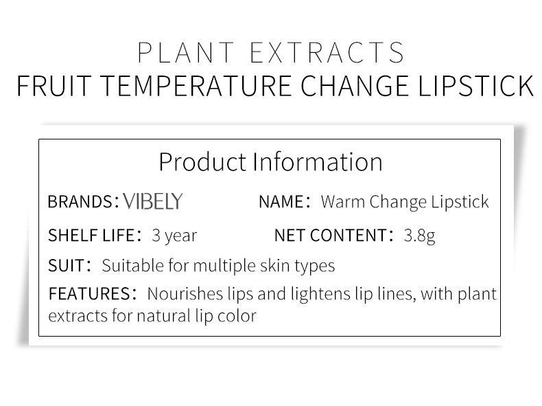 VIBELY Personalized Moisturizing Color-changing Lip Balm Anti-dryness and Cracking Fruit-Flavored Healthy Lip Balm Cross-border Makeup undefined