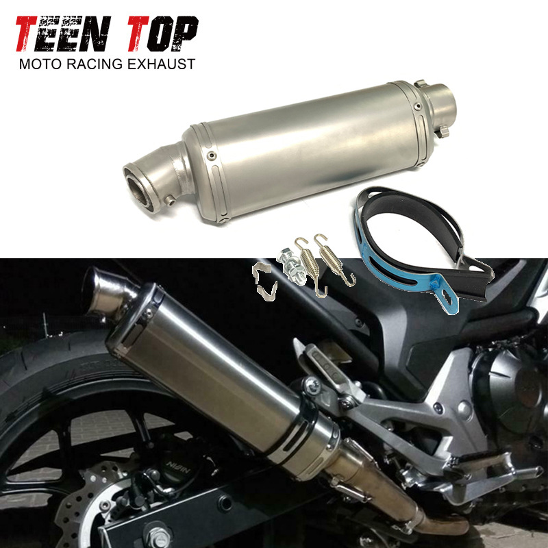 Motorcycle modified exhaust Yongyuan MT07 ER6N 502C Jicun triangle Scorpio modified exhaust pipe muffler