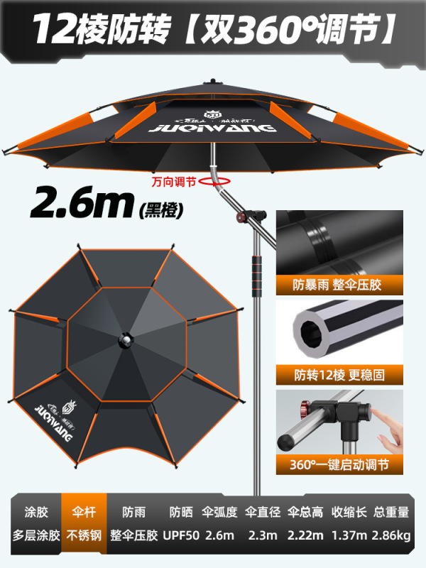 2025新款钓鱼伞户外专用拐杖大钓伞防暴雨加厚防晒防雨垂钓遮阳伞|undefined