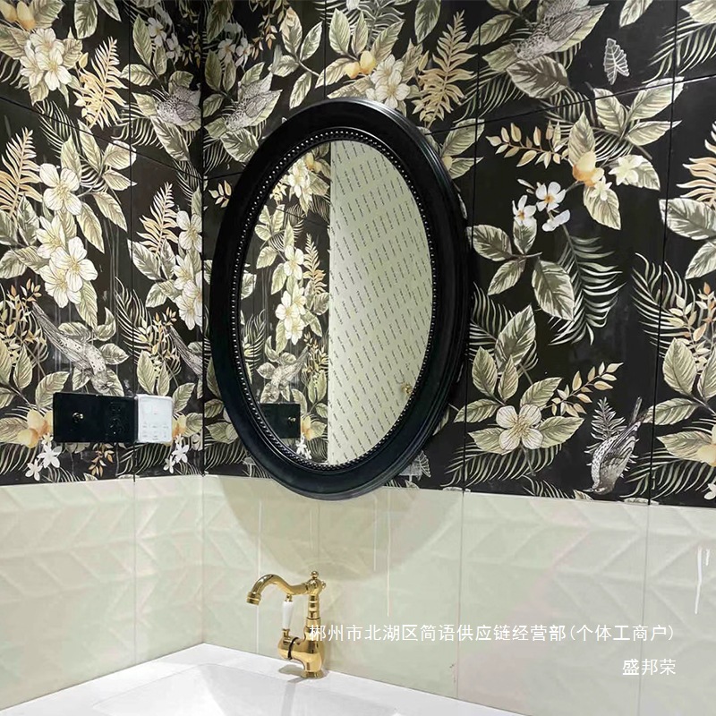 Fábrica directa retro negro americano oval pared espejo de baño espejo de vestir espejo de estilo francés moderno