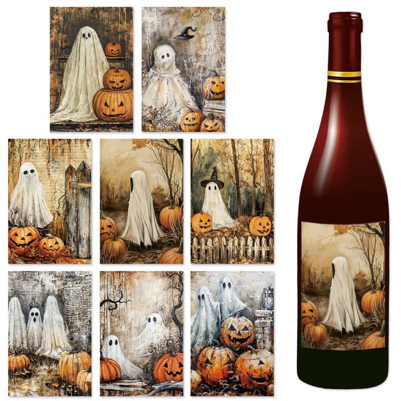 Nueva etiqueta de botella de vino de decoración de fiesta de vacaciones de Halloween europea y americana