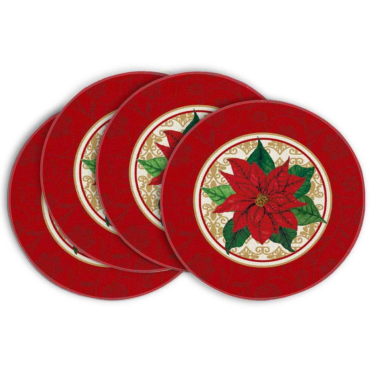 Ronda Navidad Lino placemat camino de mesa vacaciones árbol de Navidad muñeco de nieve tela placemat lavable decorativo diseño estera