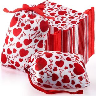 Cross-border hot Valentine's Day LOVE satin bag silk gift bag wedding gift bag in stock