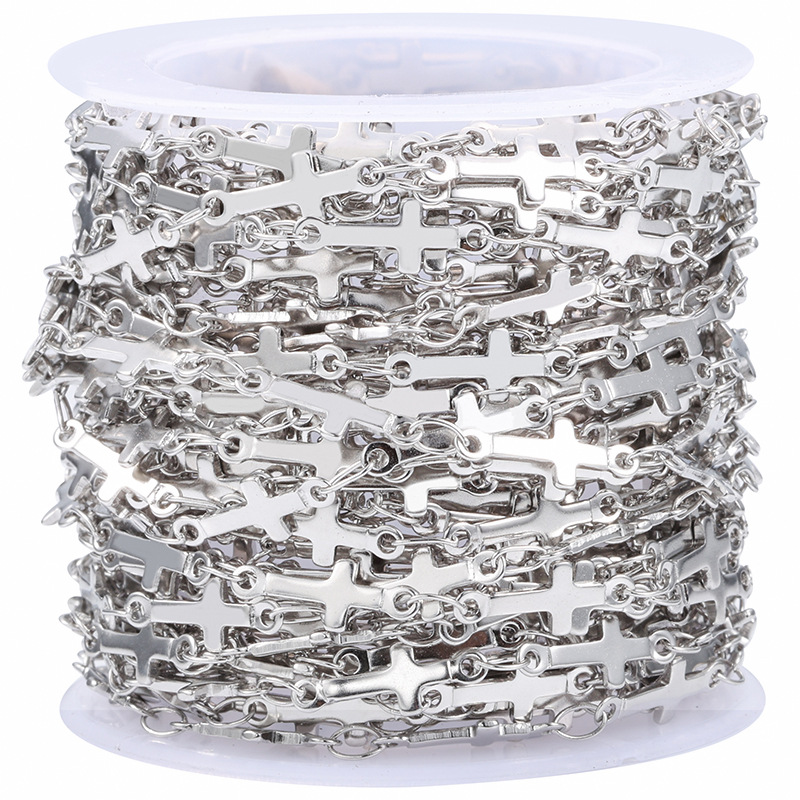 Cruz de acero inoxidable cadena cerrada material de cadena de accesorios de cadena DIY collar pulsera accesorios de moda para hombres y mujeres cadena de mano