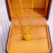 沙金车花磨砂平安果圣诞节礼物女久不掉色小众精致锁骨链首饰批发