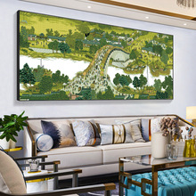 2024年新款5D满钻清明上河图全景横幅客厅钻石画点贴钻石绣十字绣