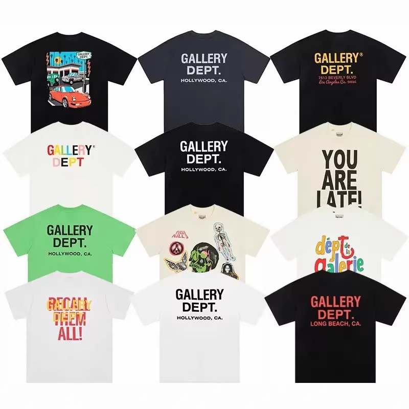 Gallery Dept Drive High Street Fashion Brand Retro Colorful Print Loose Couple Summer Short-Sleeved T-Shirt for Men