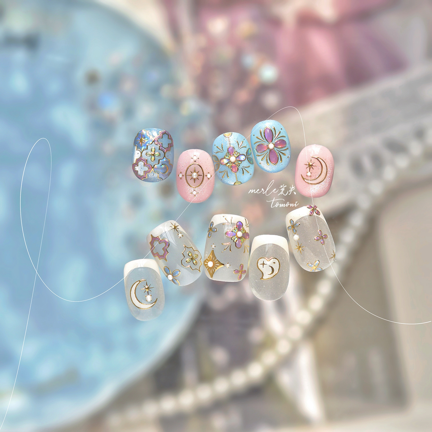 Nail Art nuevo estilo Mo Lost Crystal Diamond Nail Sticker Papel Red Estilo caliente Nueva decoración china Etiqueta de uñas bohemia al por mayor