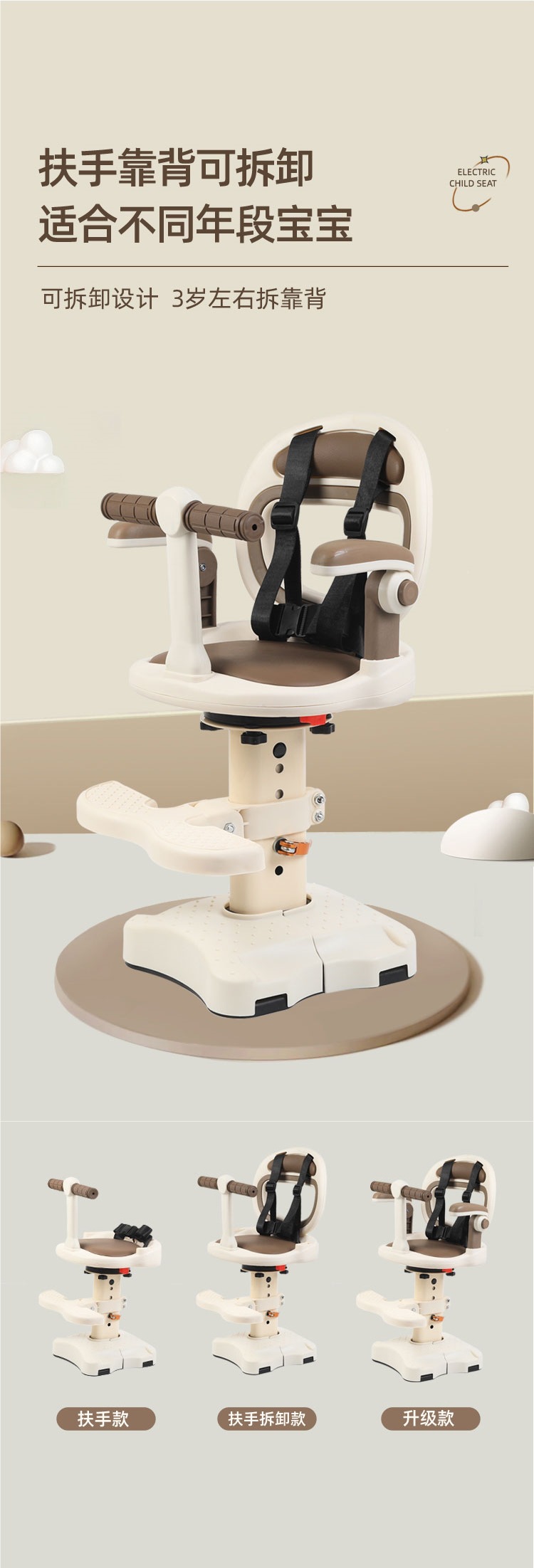 Electric Car Child Seat Front Pedal Battery Car Small Month Old Baby Baby Safety Rotatable Seat
