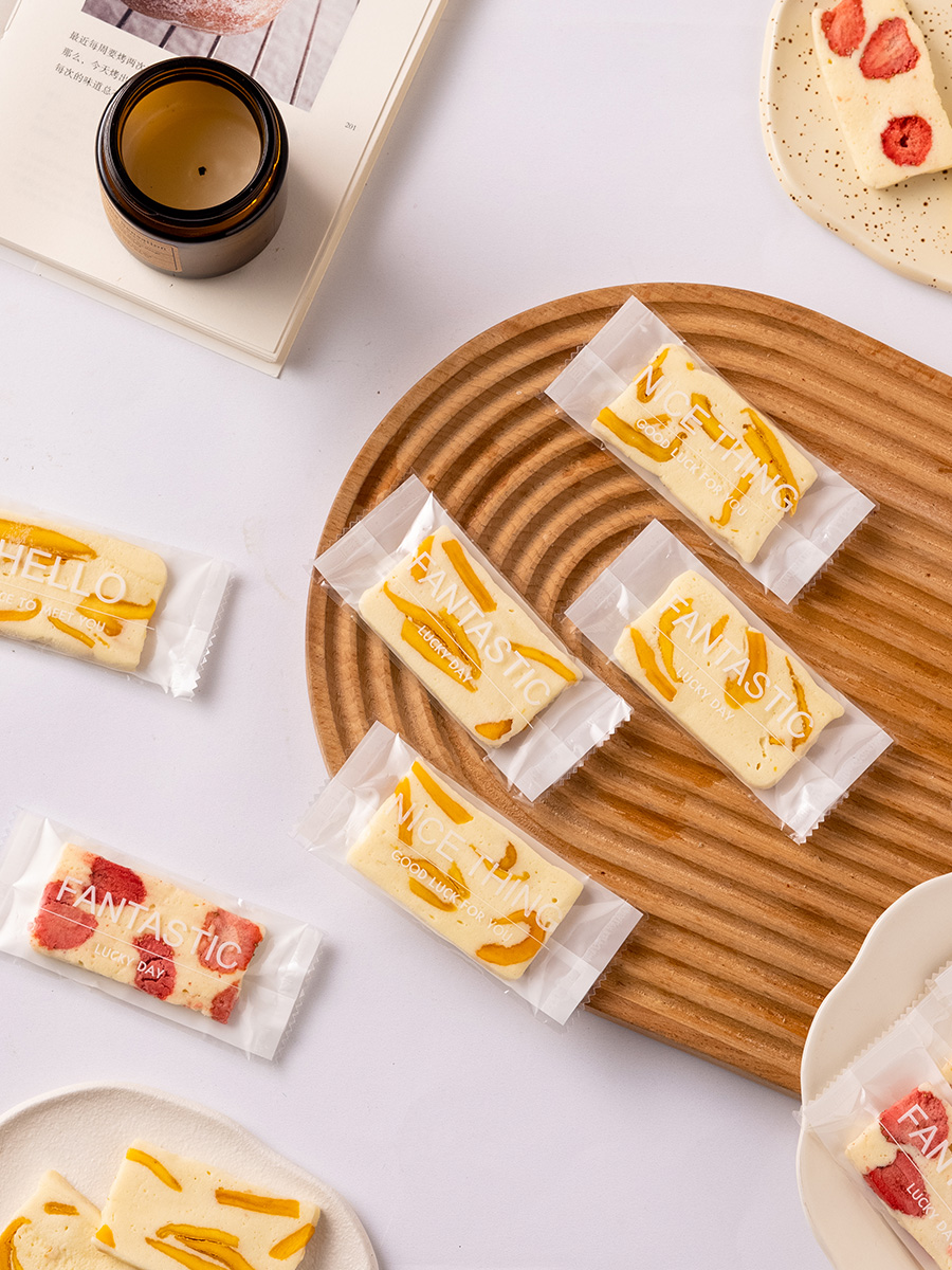 Bolsa de embalaje de pastel de leche, bolsa de sellado de máquina, paquete exterior simple en inglés, almendras, caramelo, nougat, bolsa de sellado de horneado doméstico