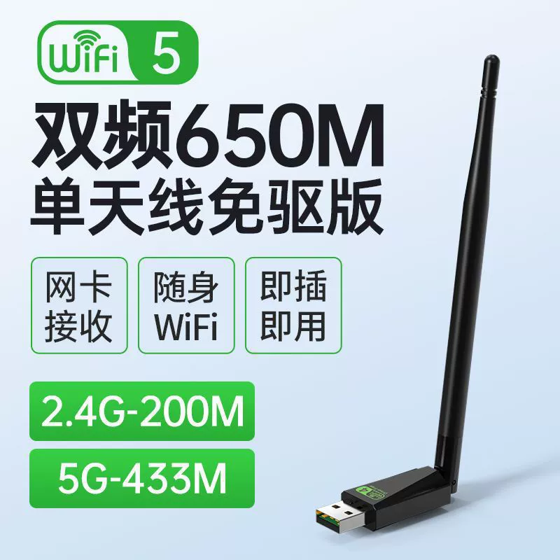 Бездрайверная USB беспроводная сетевая карта, гигабитная 5G для настольного компьютера, передатчик-приемник Wi‑Fi сигнала