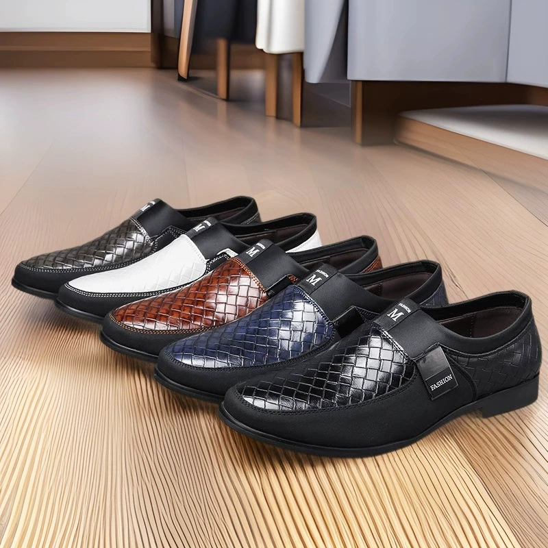 Мужские туфли 2024 года для международных рынков, летние кожаные слипоны, мужская обувь, повседневные туфли с круглым носком, универсальные мужские туфли для делового стиля