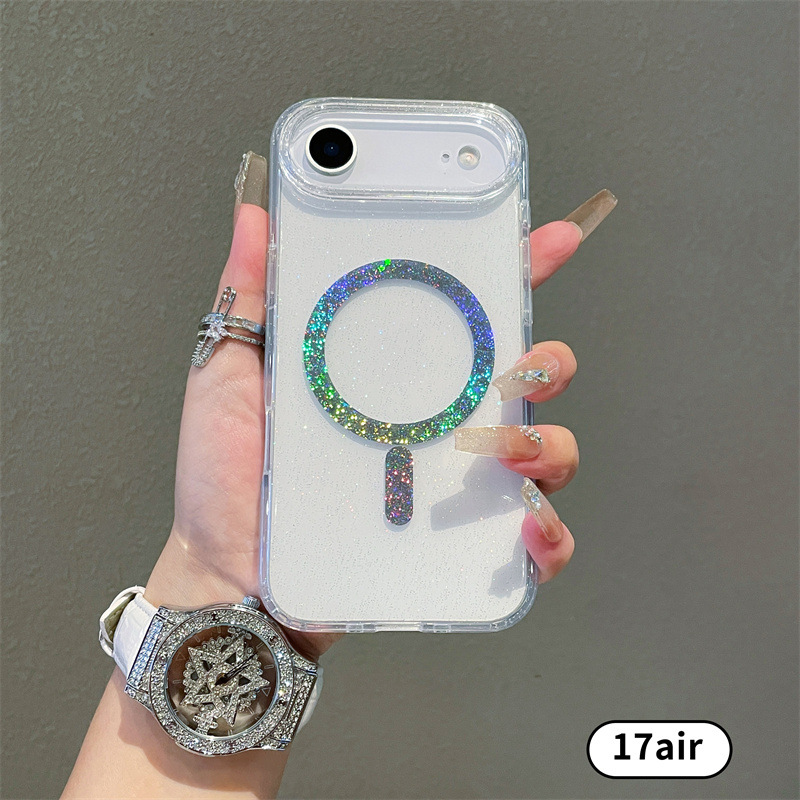 Adatto per telefono colorato magnetico Pro Max trasparente glitter custodia protettiva 17 Pro/17 Air_voghion.com