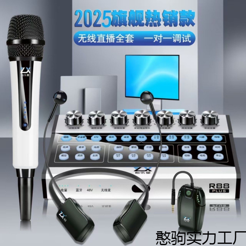 2025 New Professional Sound Card Set for Live Streaming, Singing, Indoor and Outdoor Use, Complete Set of Wireless Microphones for Mobile Phones and Computers