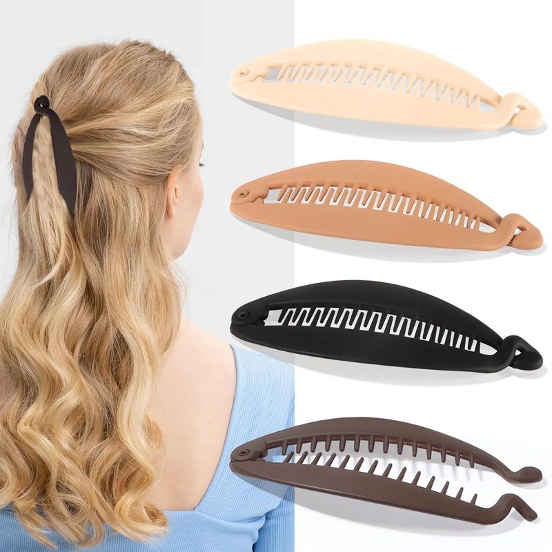 Amazonの人気ヘアクリップセット、シームレスな後頭部つや消し爪クリップ、長方形のサメクリップ、クロスボーダーヘアアクセサリー|undefined