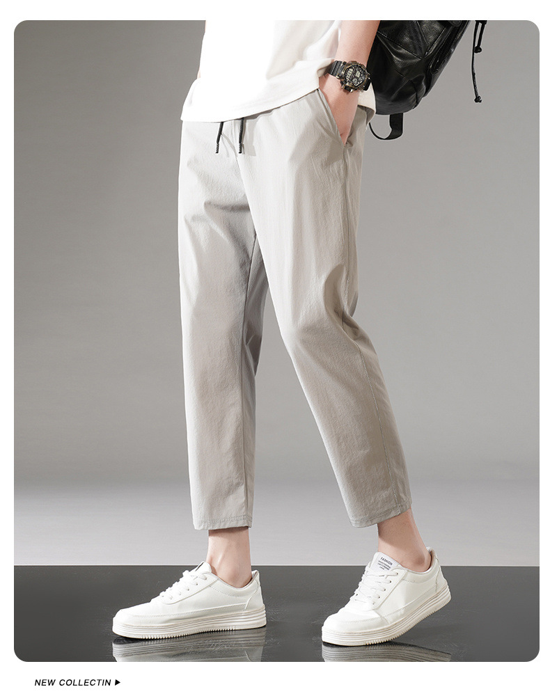 冰丝裤子男夏季新款薄款运动休闲九分裤大码宽松直筒卫裤速干男裤详情22