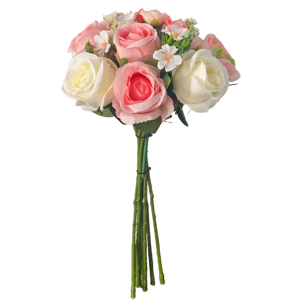 Simulación de seda multicanal flores de rosa simulación de flores props de disparo para el hogar decoración de seda flores falsas flores rosas transfronterizas