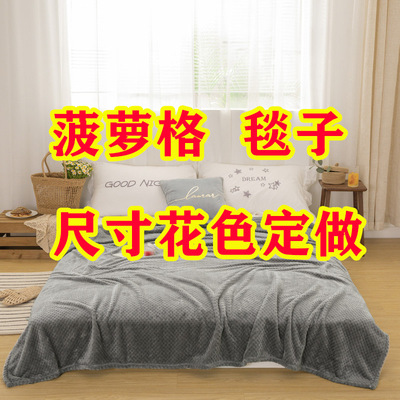跨境现货加厚纯色菠萝格法兰绒毛毯珊瑚绒沙发盖毯空调毯午睡毯子