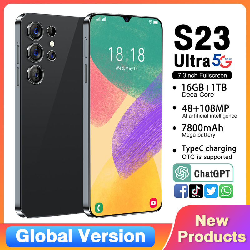 2026 New Cross-Border Global Exclusive Mobile Phone S23 Ultra Smartphone 16+1t Digital Phone Source Factory