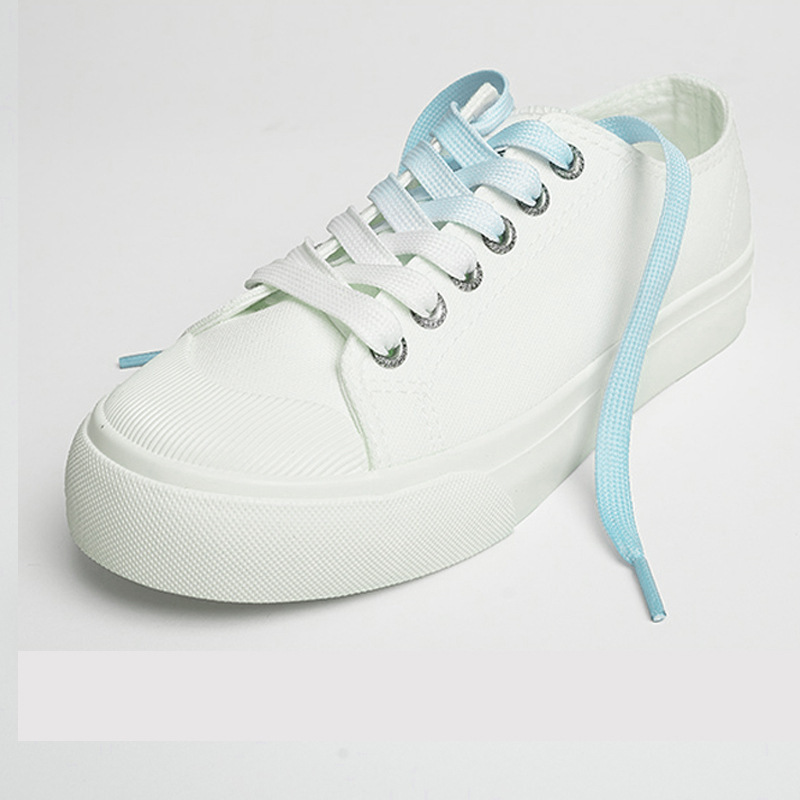 Lona zapatos blancos gradiente cordón transparente doble capa