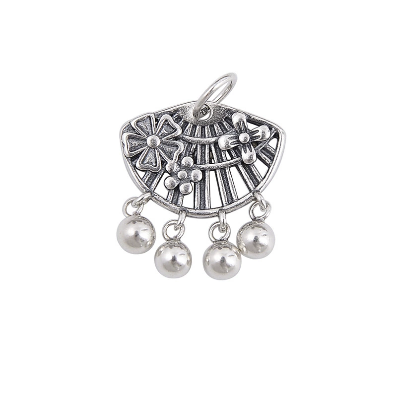 Retro matte pendant, small accessory flower-shaped, bracelet, accessories, S925, silver 925 sample