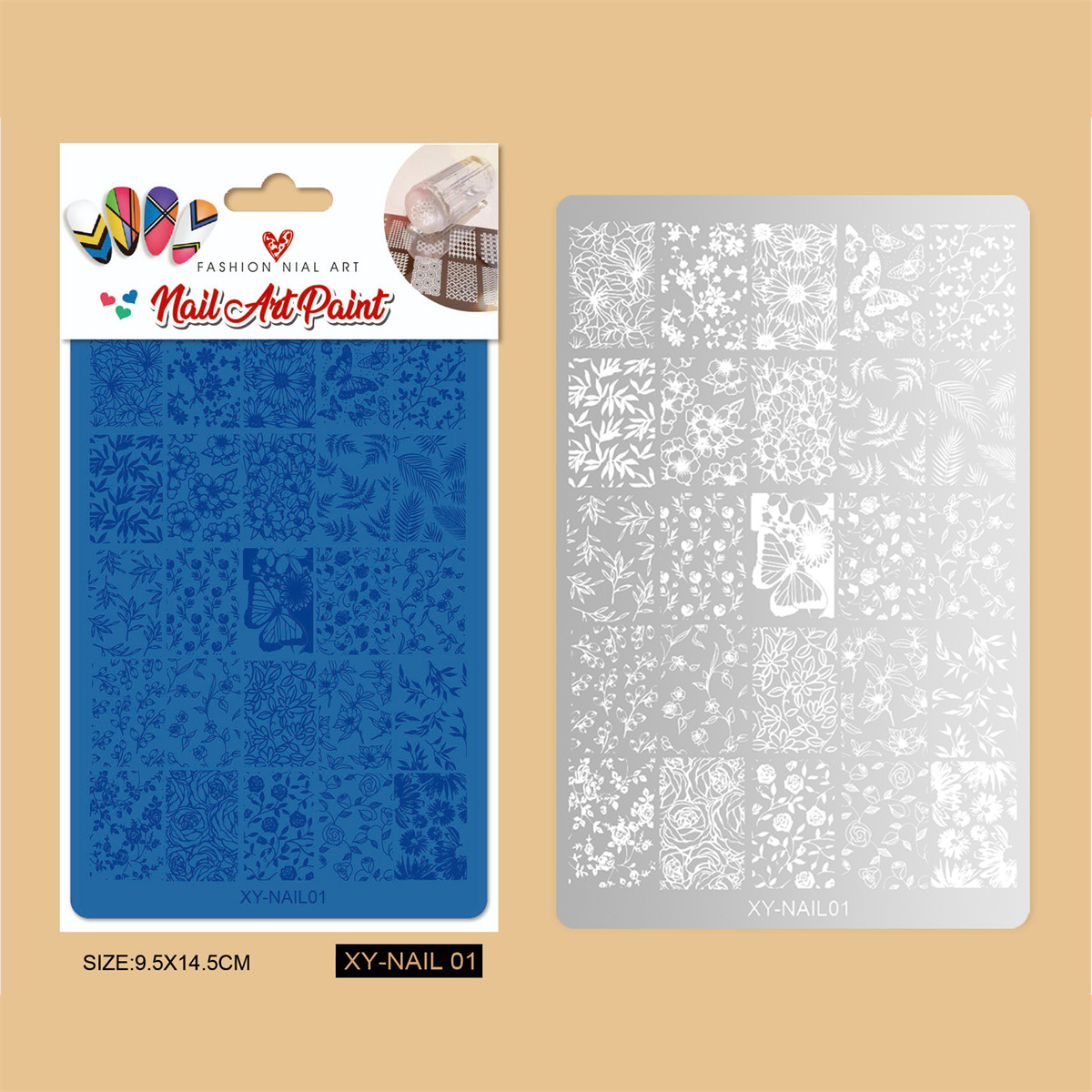 Estampado de uñas caliente, placa de acero, encaje, mariposa, flor, serpiente, patrón de cuadros, plantilla de transferencia de uñas, herramienta de uñas