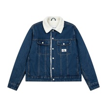 2025年冬天新款ck水洗双袋羊羔毛牛仔棉服经典百搭情侣牛仔外套