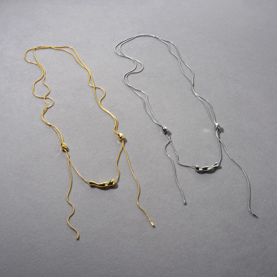 18g Weight Women's Brass 18K Real Gold Plated Platinum Plated Geometric Lines Adjustable Pull Chain Clavicle Necklace Long Necklace Brass Jewelry