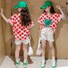 Set, children's summer clothing, summer shorts, 2022 collection, Korean style, western style, suitable for teen, internet celebrity, with short sleeve