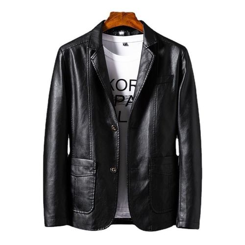 Leather Jacket Men's Han Style Trendy Slim Fit Fashion Business Jacket Men's Jacket Autumn Winter Motorcyclist Leather Jacket Men's Clothing