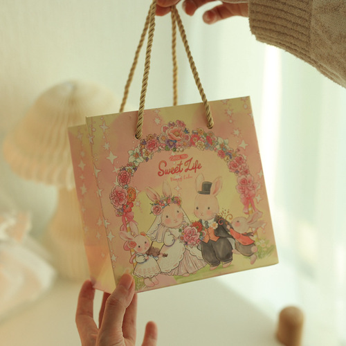 Bunny lulu wedding series paper bag handbag bunny couple gift bag wedding candy bag companion
