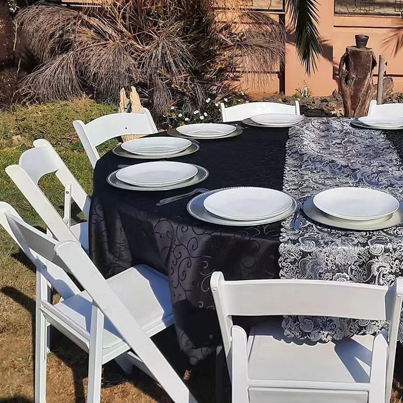Silla plegable de plástico blanco acolchada césped al aire libre silla de boda silla de banquete silla de recepción portátil