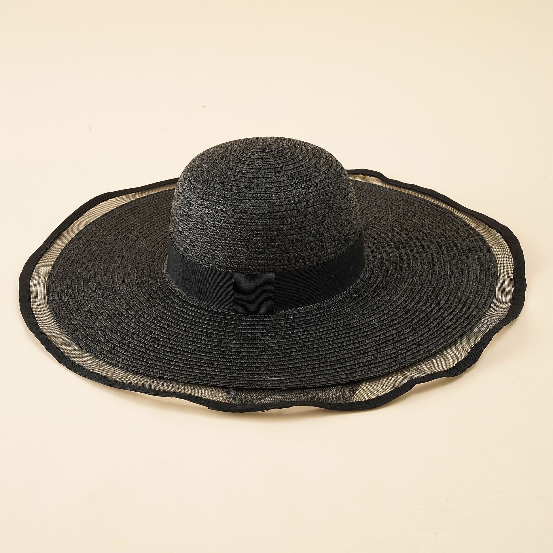 Nuevo estilo grande ala cubierta cara sombrero elegante costura malla sombrero de paja hembra verano protección solar estilo coreano sombrero de paja japonés
