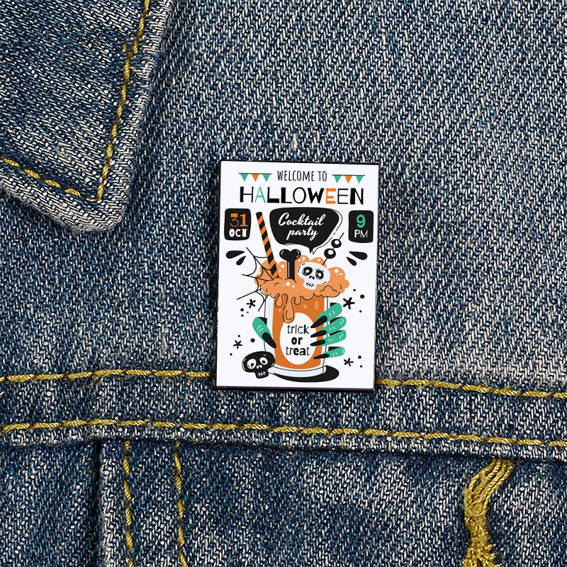 Alloy Material Halloween Festival Funny Pin Letter Badge Alloy Printing Unisex Brooches