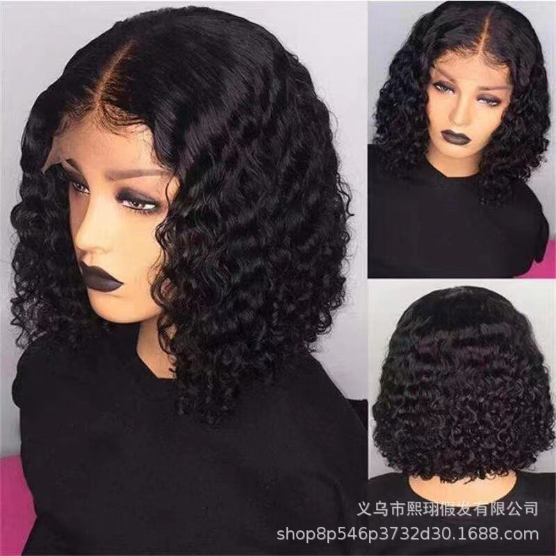 Amazon new wig female African small curly short curly hair medium wave chemical fiber headgear factory wholesale wigs