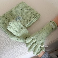韩国订单东大门羊毛彩点手套女冬季加厚保暖纯色针织手套可触屏百