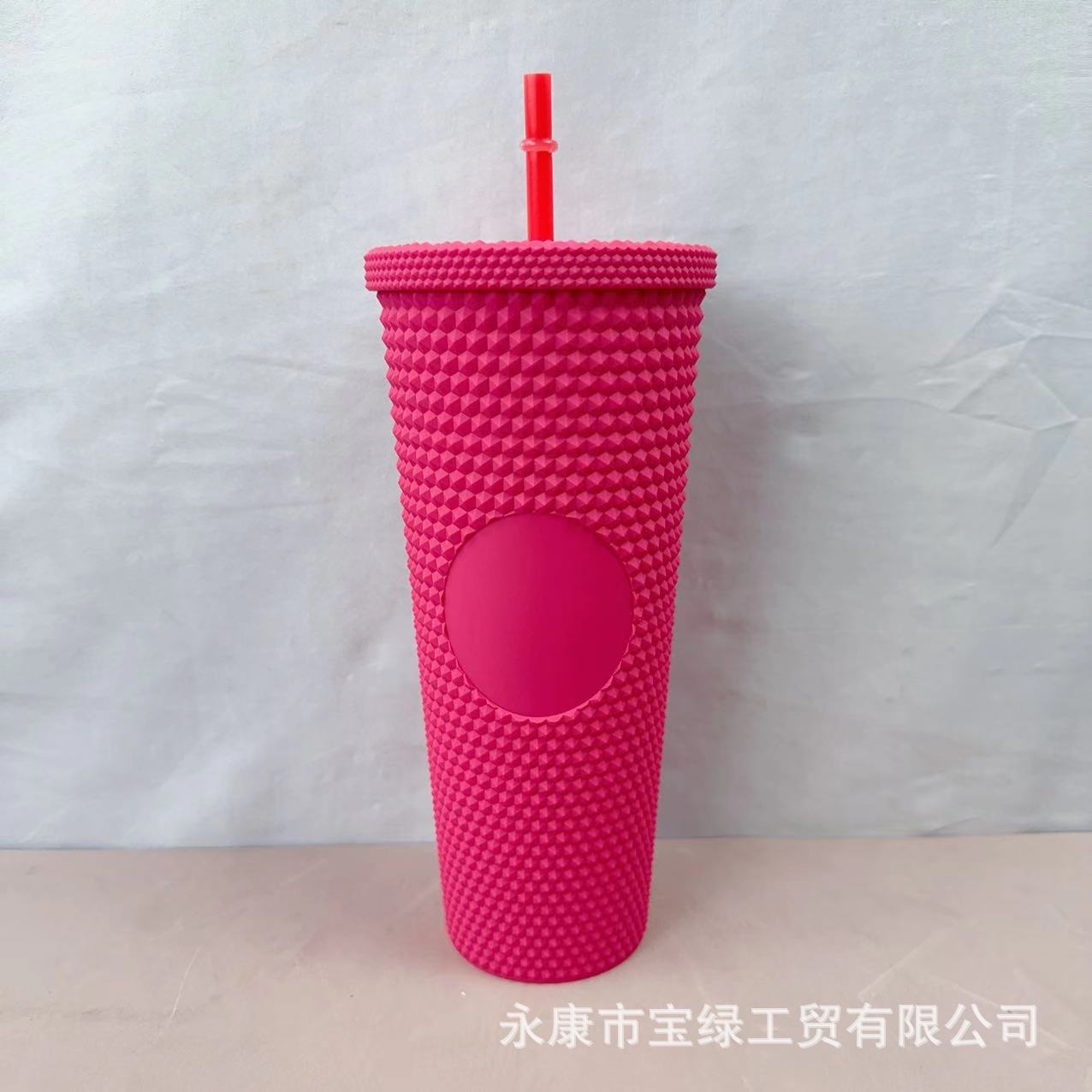 Taza de Plástico de Doble Capa 710ml, con Sorbete, Diseño Diamante/Durian, Transfronteriza