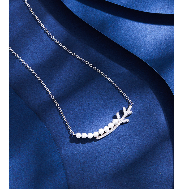 S925 plata esterlina nieve rama collar de perlas para las mujeres Luz de lujo nicho alto sentido 2023 nueva cadena suéter todo partido clavícula cadena