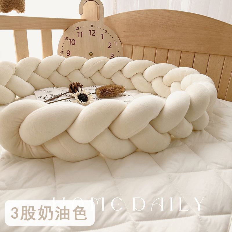 Baby Bed Rail with Braided Design, Soft-Packed Crib Rail, Baby Splicing Bed Rail, Bed Guardrail, Anti-Collision