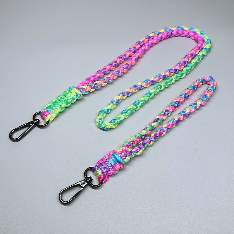 Cross-border new heavy-duty woven color umbrella rope outdoor survival mountaineering key chain umbrella rope neck hanging mobile phone key chain