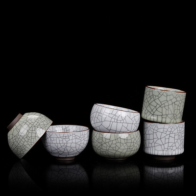 青瓷哥窯開片可養手工主人茶杯品茗杯單個陶瓷功夫茶具茶杯可定制