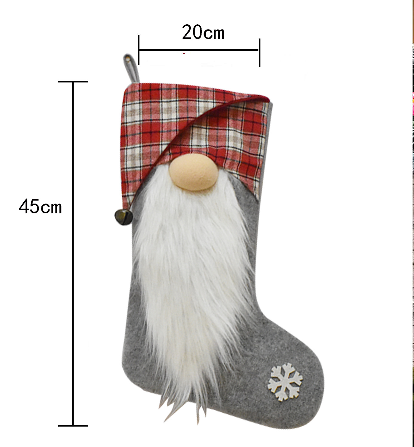 Christmas Stocking Plaid Red And Grey Christmas Decoration Gift_voghion.com