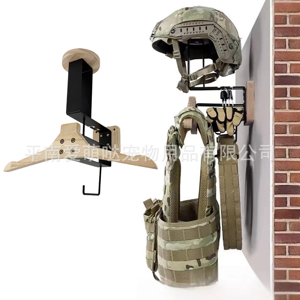 Wall-Mounted Motorcycle Helmet Storage Rack Wooden Tactical Equipment Organizer Police Equipment Solid Wood Hanger in Stock